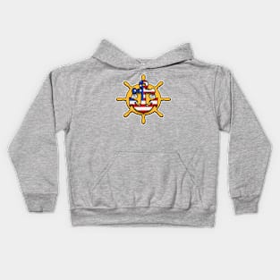 Anchor and ship steering Kids Hoodie